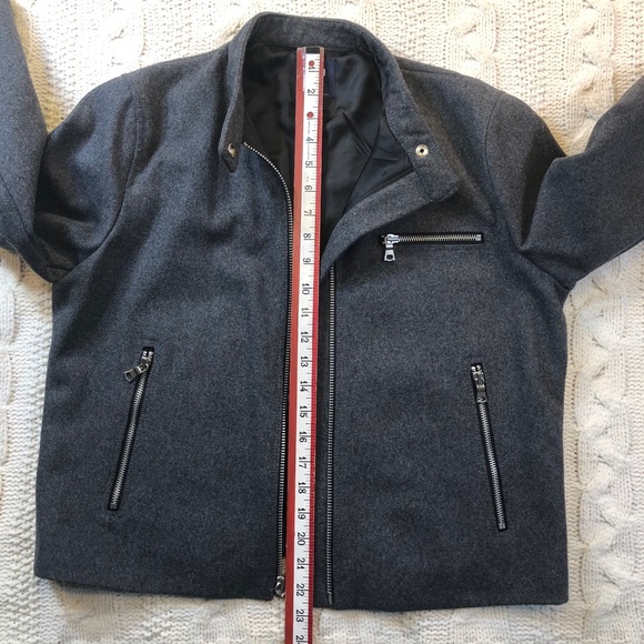 Gap grey wool blend biker jacket sz L - Picture 8 of 10